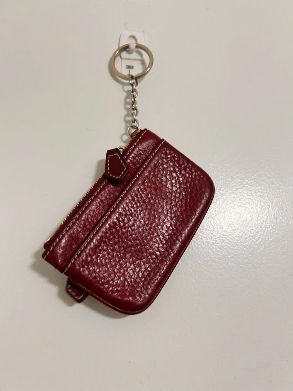 Dooney and Bourke Red Leather Mini Key Pouch with Chain